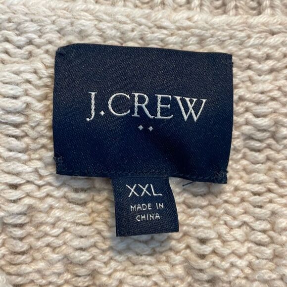 J. Crew Lambswool Blend Cable Knit Cardigan Sweater Tan XXL - Picture 3 of 9